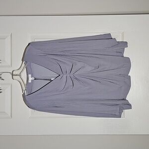 Prologue Lilac Gray Long Sleeve V-Neck Pullover Blouse Polyester Top Size XXL